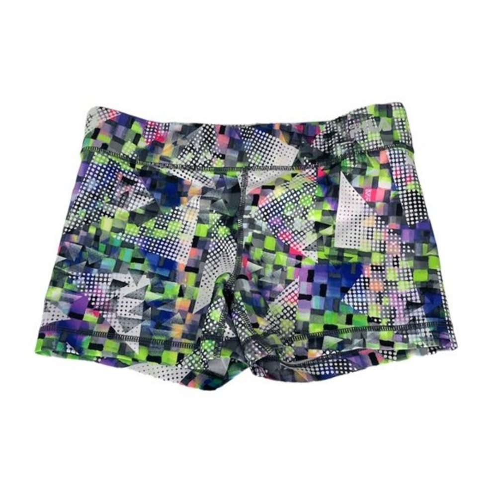 Fila Geometric Design Running Shorts Green Black White Size Small